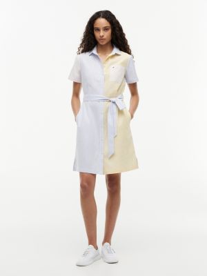 Multistripe Oxford Shirtdress, Citronella