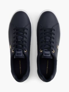 Monogram Heel Leather Court Sneaker — Space Blue 3