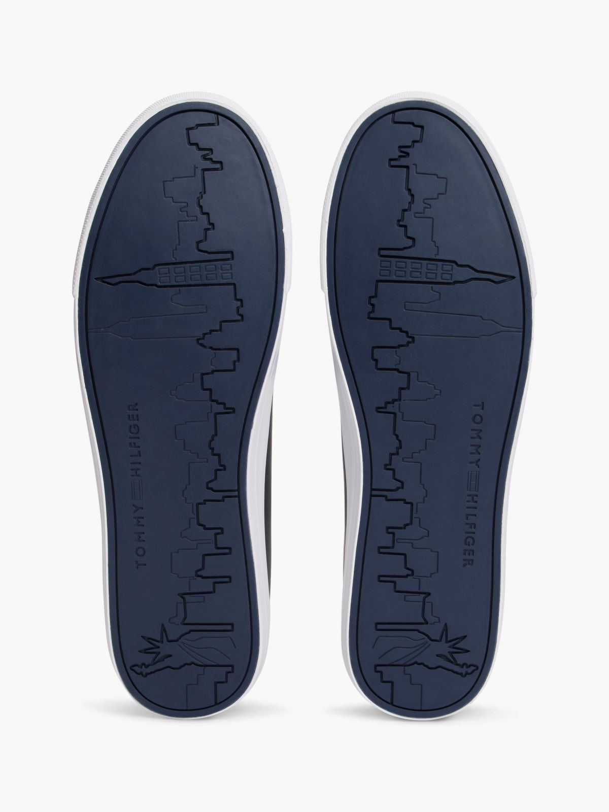 Monogram Heel Leather Court Sneaker — Space Blue
