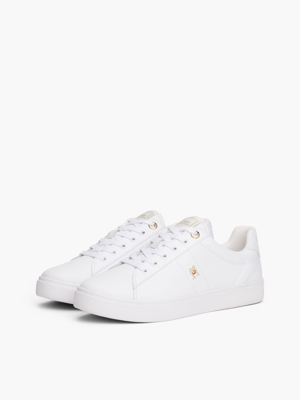 Monogram Heel Leather Court Sneaker — White