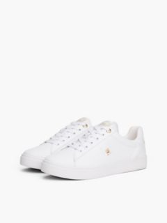 Monogram Heel Leather Court Sneaker — White 2