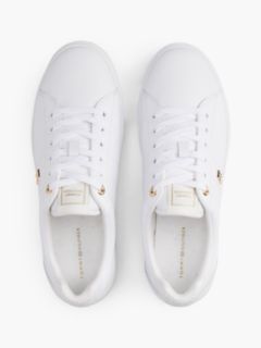 Monogram Heel Leather Court Sneaker — White 3