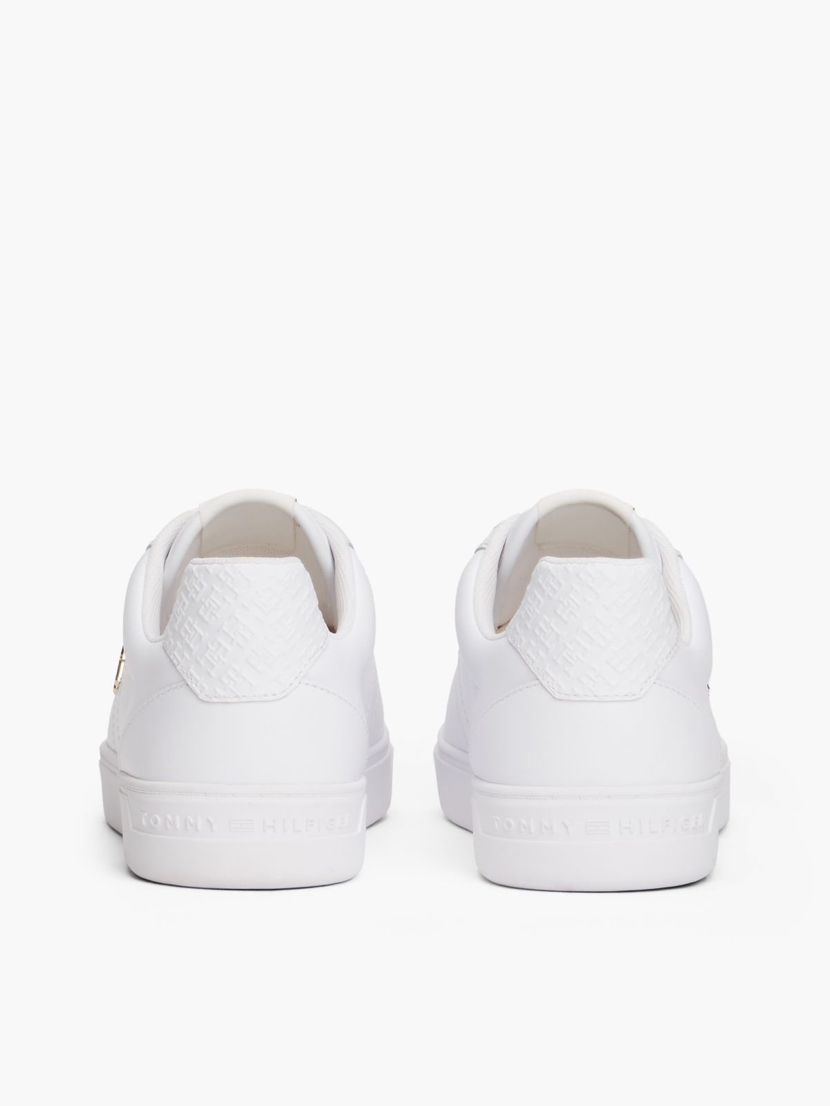 Monogram Heel Leather Court Sneaker — White