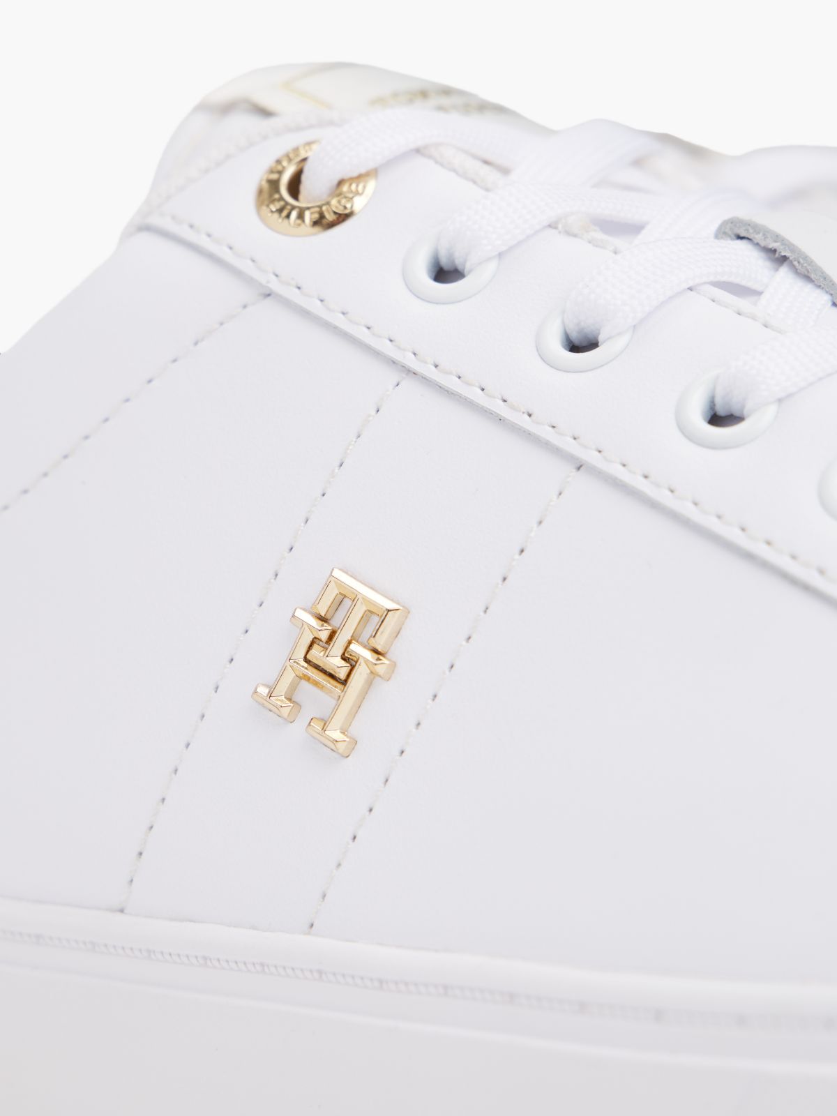 Monogram Heel Leather Court Sneaker — White