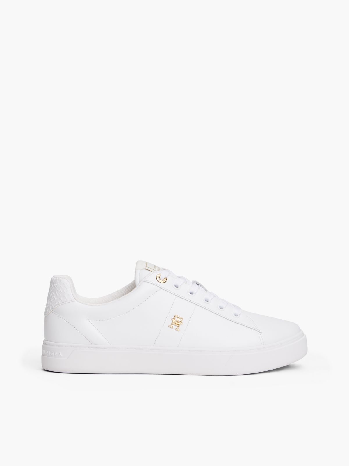 Monogram Heel Leather Court Sneaker — White