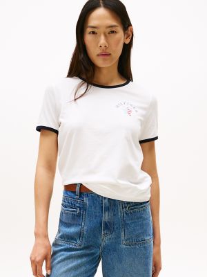 Hilfiger Star Logo Ringer T-Shirt, Ecru