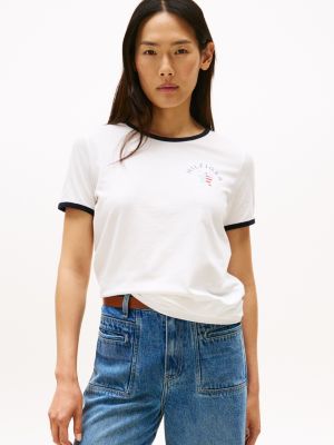 Hilfiger Star Logo Ringer T-Shirt, Ecru