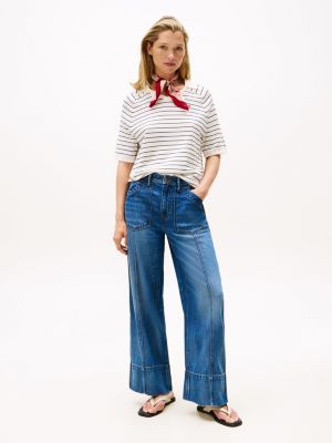Nautical High-Rise Wide-Leg Jean, Medium Wash