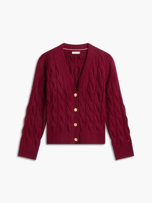 Женский кардиган Tommy Hilfiger Cable Knit, цвет: Сливовый — фото 5