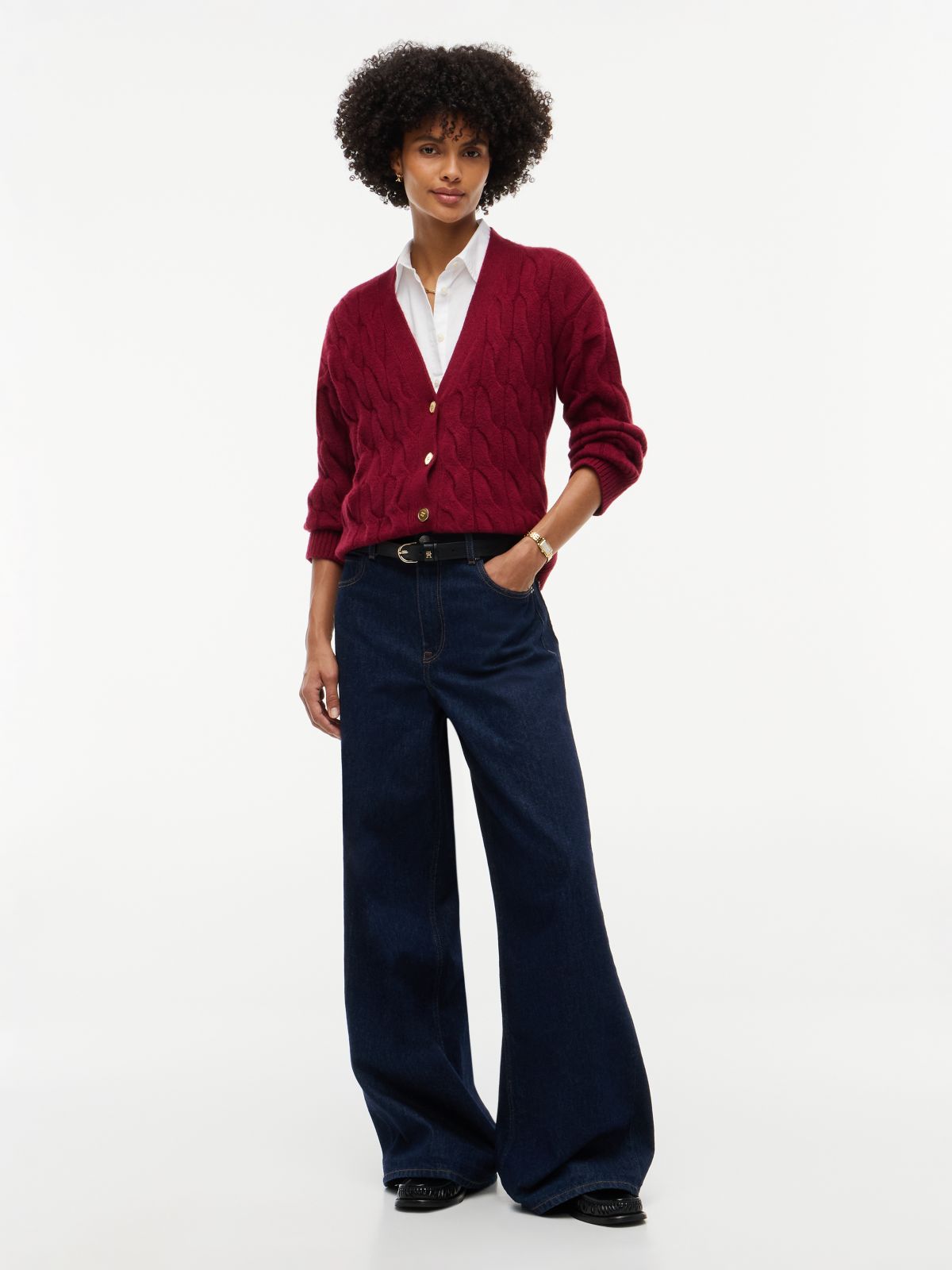 TH Soft Touch Cable Knit Cardigan — Plum Glaze