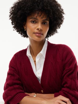 Женский кардиган Tommy Hilfiger Cable Knit, цвет: Сливовый — фото 3