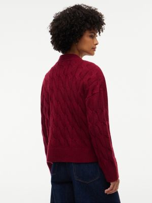 Женский кардиган Tommy Hilfiger Cable Knit, цвет: Сливовый — фото 4