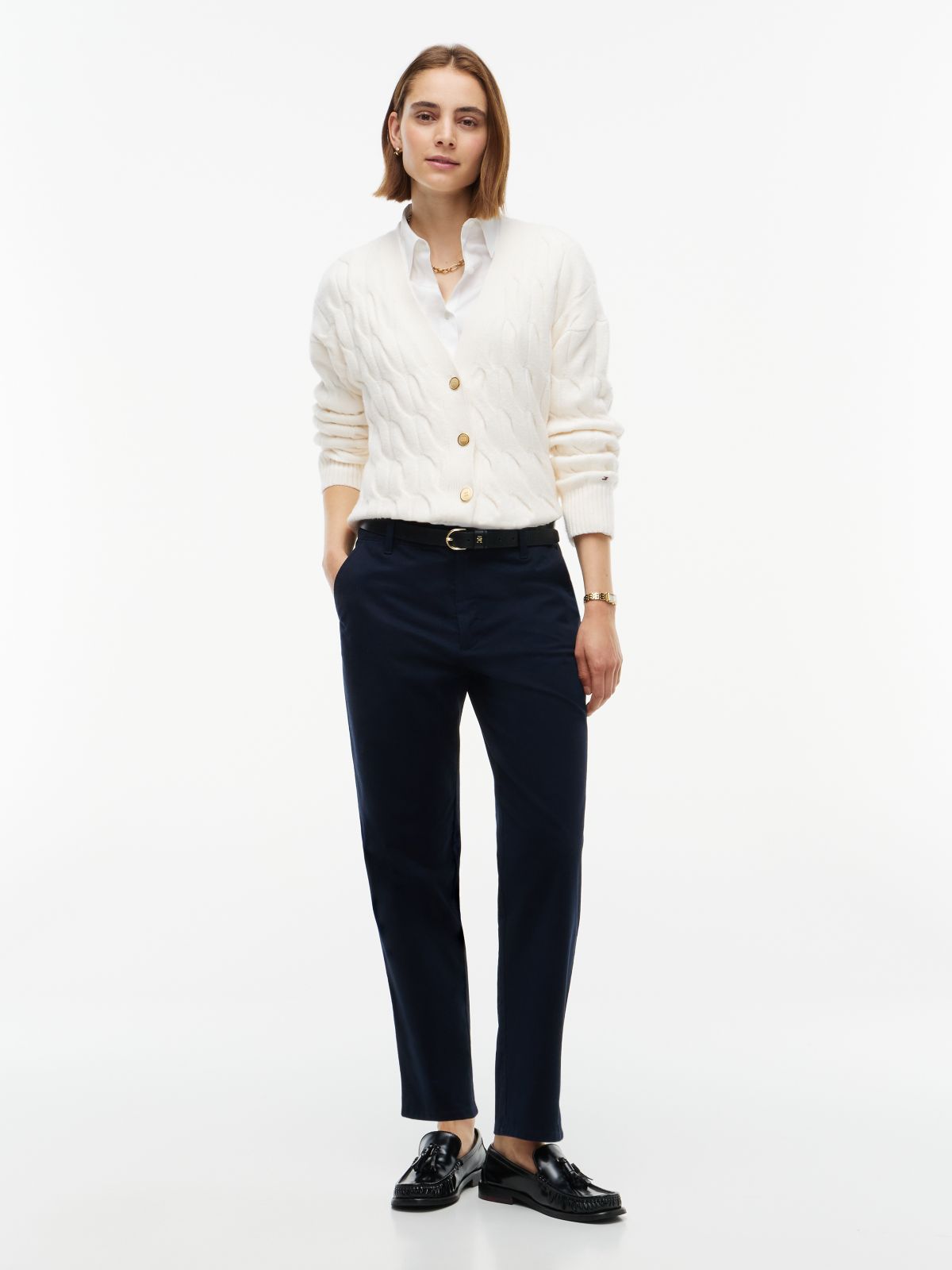 TH Soft Touch Cable Knit Cardigan — Rich Cream