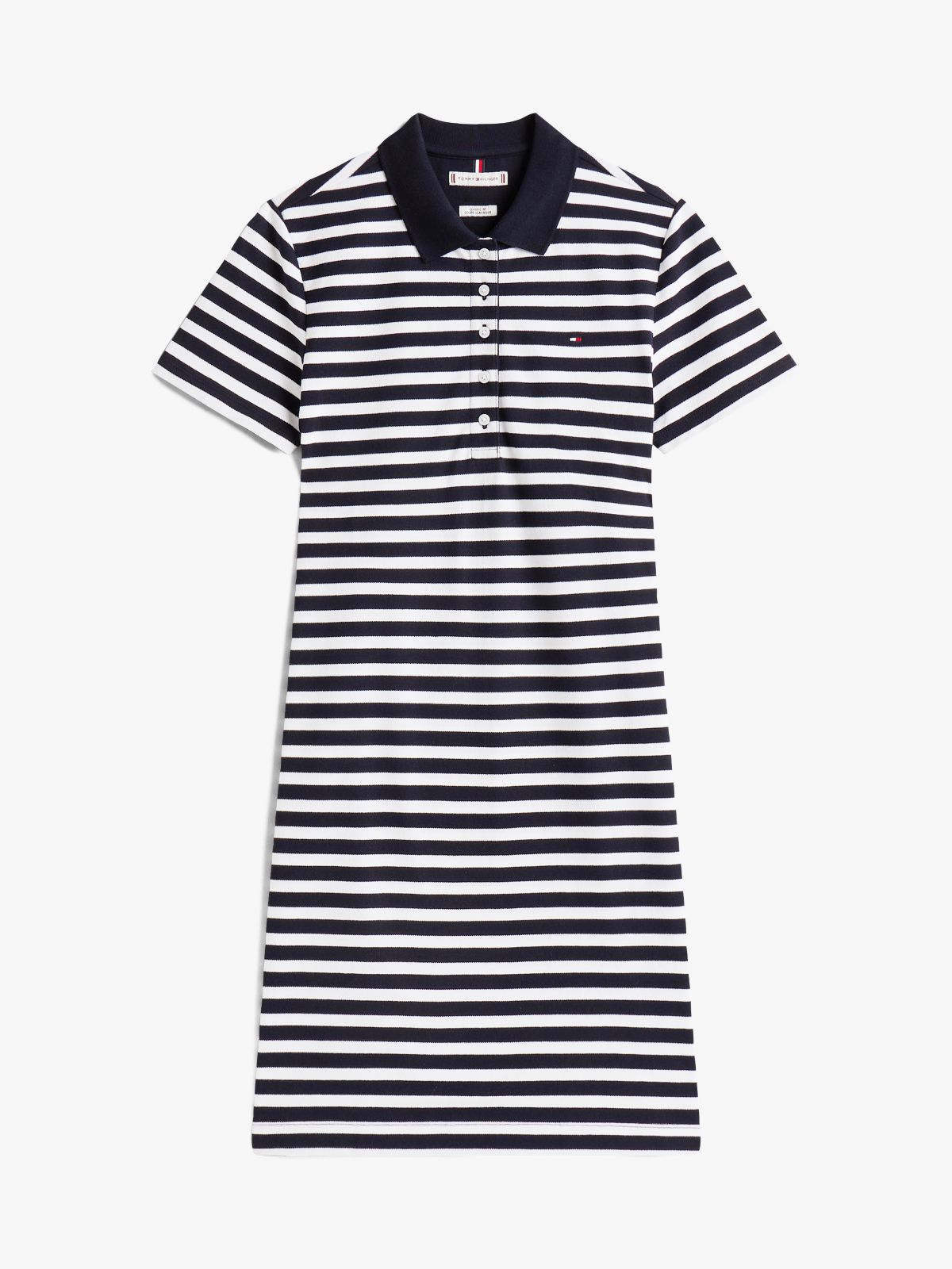 Slim Fit Stripe Polo Dress — Navy Blue
