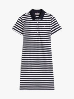 Slim Fit Stripe Polo Dress — Navy Blue 5
