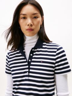 Slim Fit Stripe Polo Dress — Navy Blue 2
