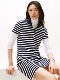 Slim Fit Stripe Polo Dress — Navy Blue 3