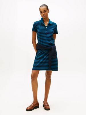 Stripe Polo Dress, Midnight Turquoise