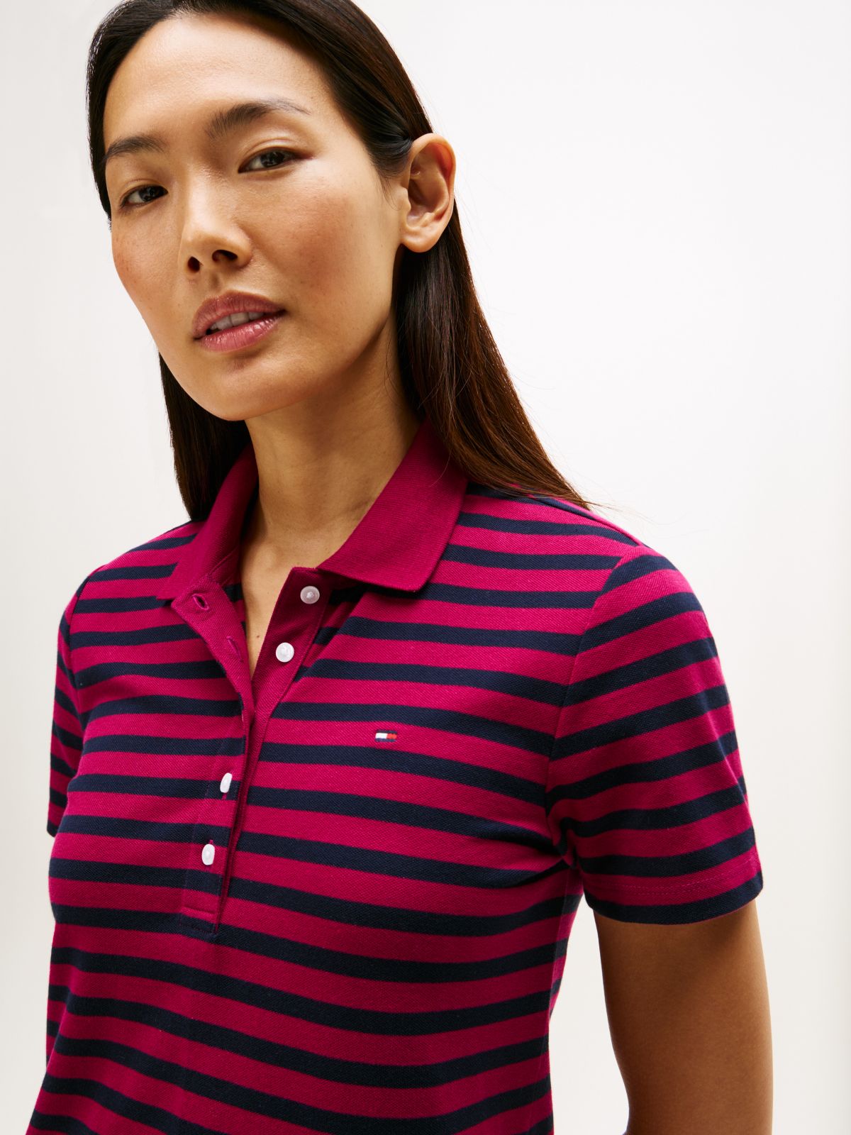 Slim Fit Stripe Polo Dress — Italian Wine