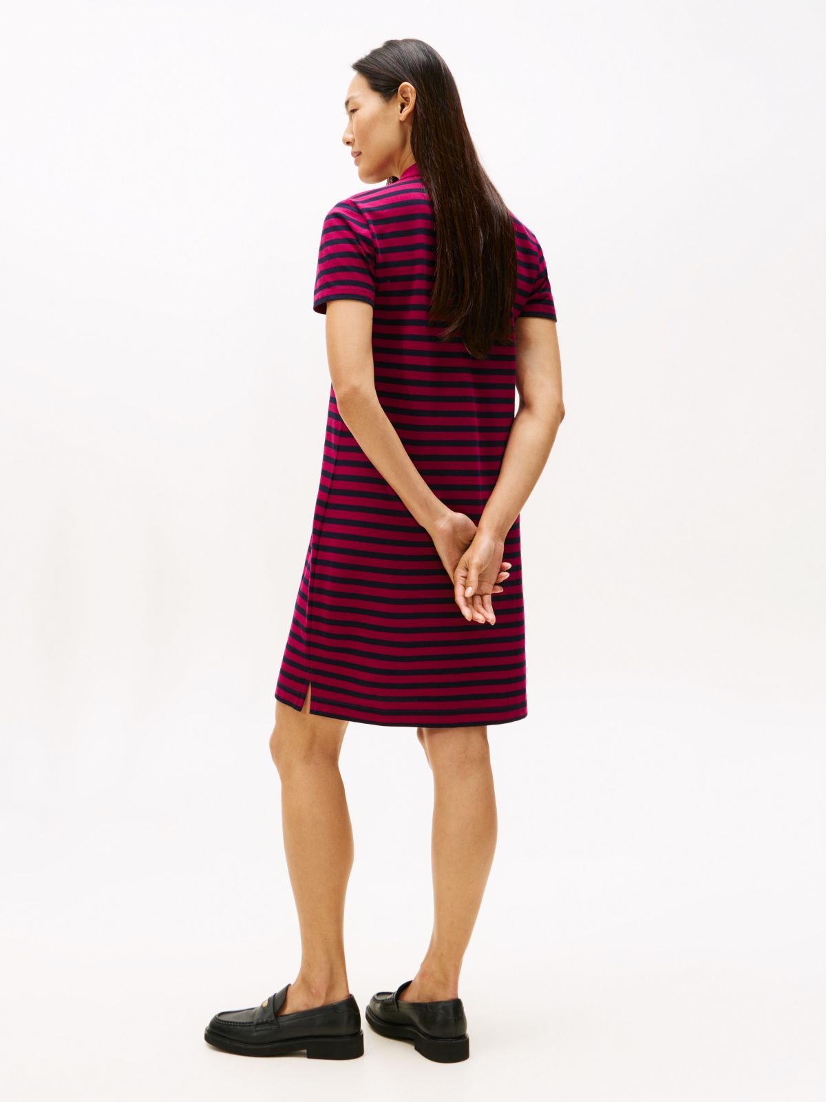 Slim Fit Stripe Polo Dress — Italian Wine
