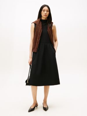 Sleeveless Mix Media Dress, Black