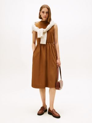 Sleeveless Mix Media Dress, Highland Khaki