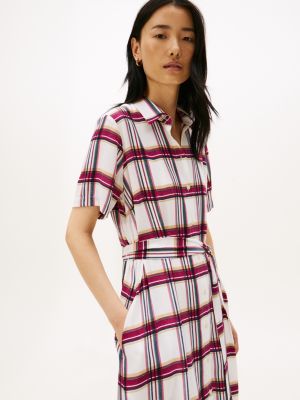 tommy hilfiger plaid a line dress Tommy Hilfiger Women's Plaid Shift Crewneck Dress