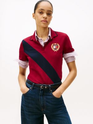 売れ筋商品|||トミーヒルフィガー カットソー トップス レディース Women's Slim-Fit Ribbed Polo Shirt Sapphire Red Women's Polos | Tommy Hilfiger USA