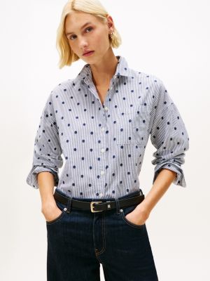Relaxed Polka-Dot Poplin Jacquard Shirt, Carbon Navy