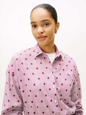 Relaxed Polka-Dot Poplin Jacquard Shirt | Tommy Hilfiger
