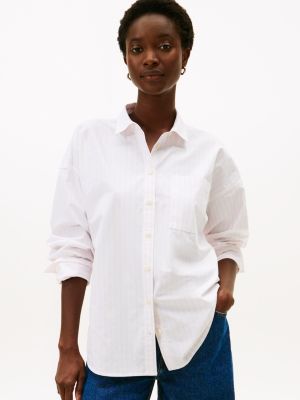 Relaxed Stripe Poplin Shirt, Light Pink
