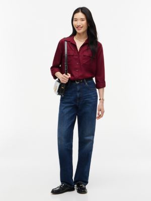 Женская рубашка Tommy Hilfiger Lightweight Utility, цвет: Бордовый — фото 2
