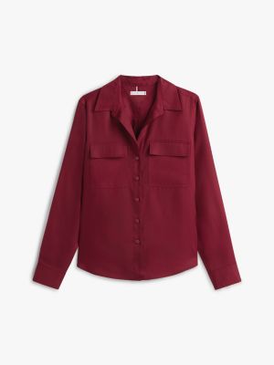 Женская рубашка Tommy Hilfiger Lightweight Utility, цвет: Бордовый — фото 5