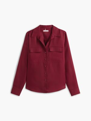 Женская рубашка Tommy Hilfiger Lightweight Utility, цвет: Бордовый — фото 6