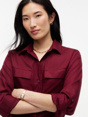 Женская рубашка Tommy Hilfiger Lightweight Utility, цвет: Бордовый — фото 3