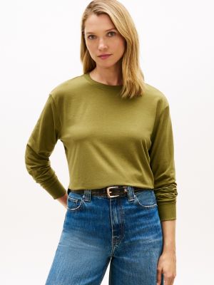 Long-Sleeve Crewneck T-Shirt, Utility Olive