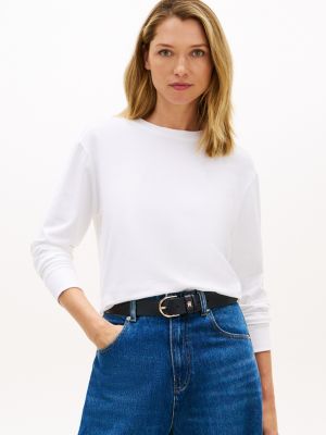 Long-Sleeve Crewneck T-Shirt, Optic White