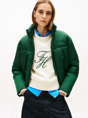Cropped Puffer Jacket, Ornamental Green