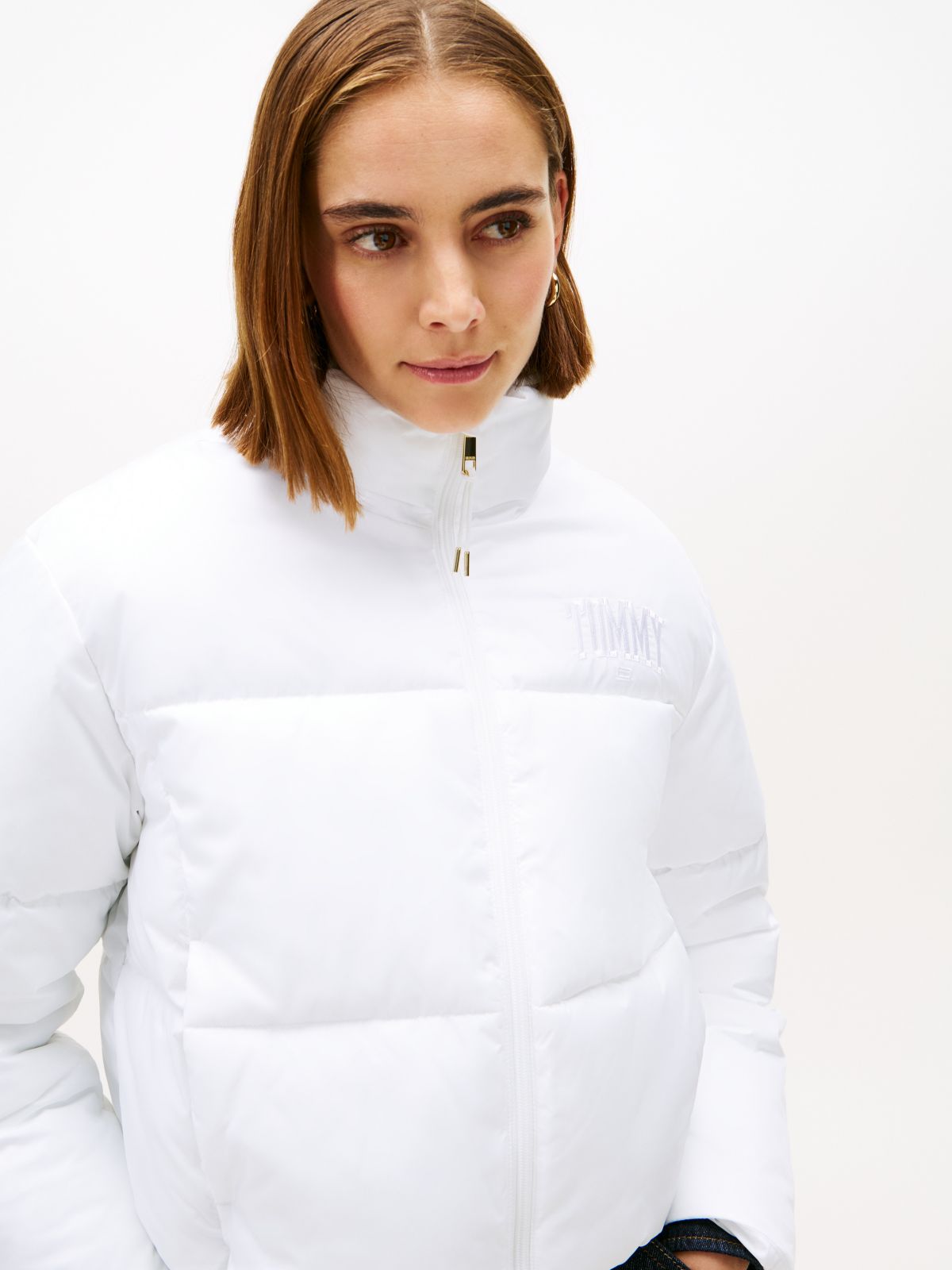 Cropped Puffer Jacket — Optic White