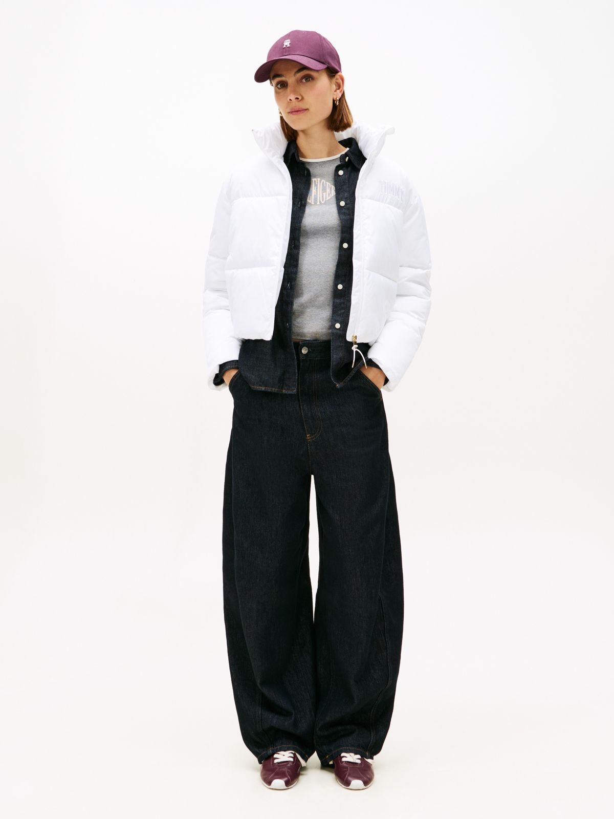 Cropped Puffer Jacket — Optic White