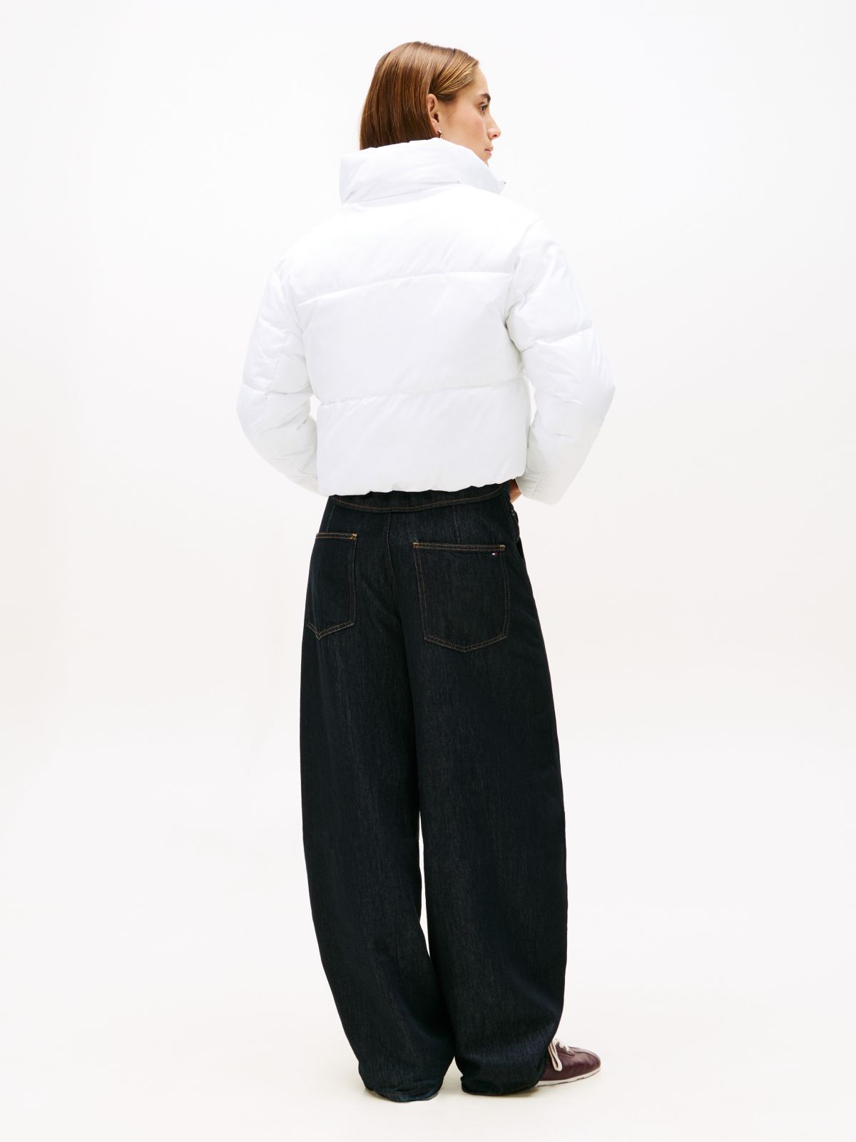 Cropped Puffer Jacket — Optic White