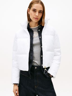 Cropped Puffer Jacket, Th Optic White