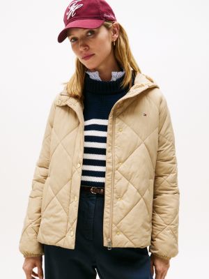 Hooded Quilted Jacket, Beige