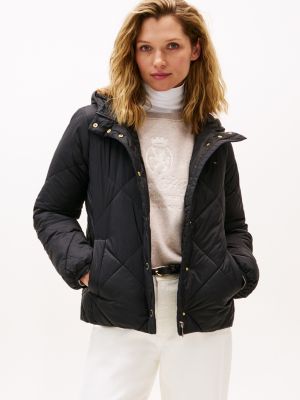 Hooded Quilted Jacket, Black