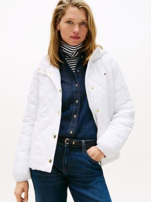 Hooded Quilted Jacket, Optic White