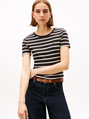 Crewneck Stripe Favorite T-Shirt, Black