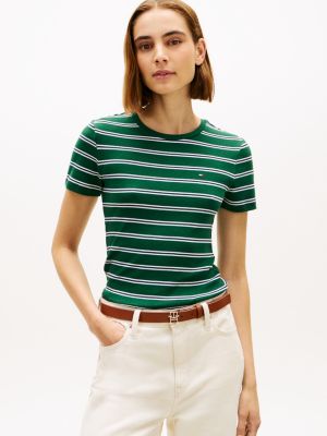 Crewneck Stripe Favorite T-Shirt, Ornamental Green