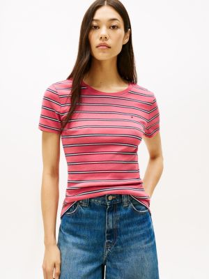 Crewneck Stripe Favorite T-Shirt, Heritage Pink