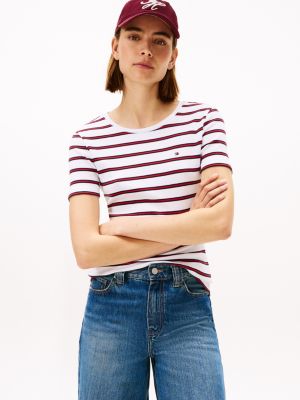 Crewneck Stripe Favorite T-Shirt, Optic White