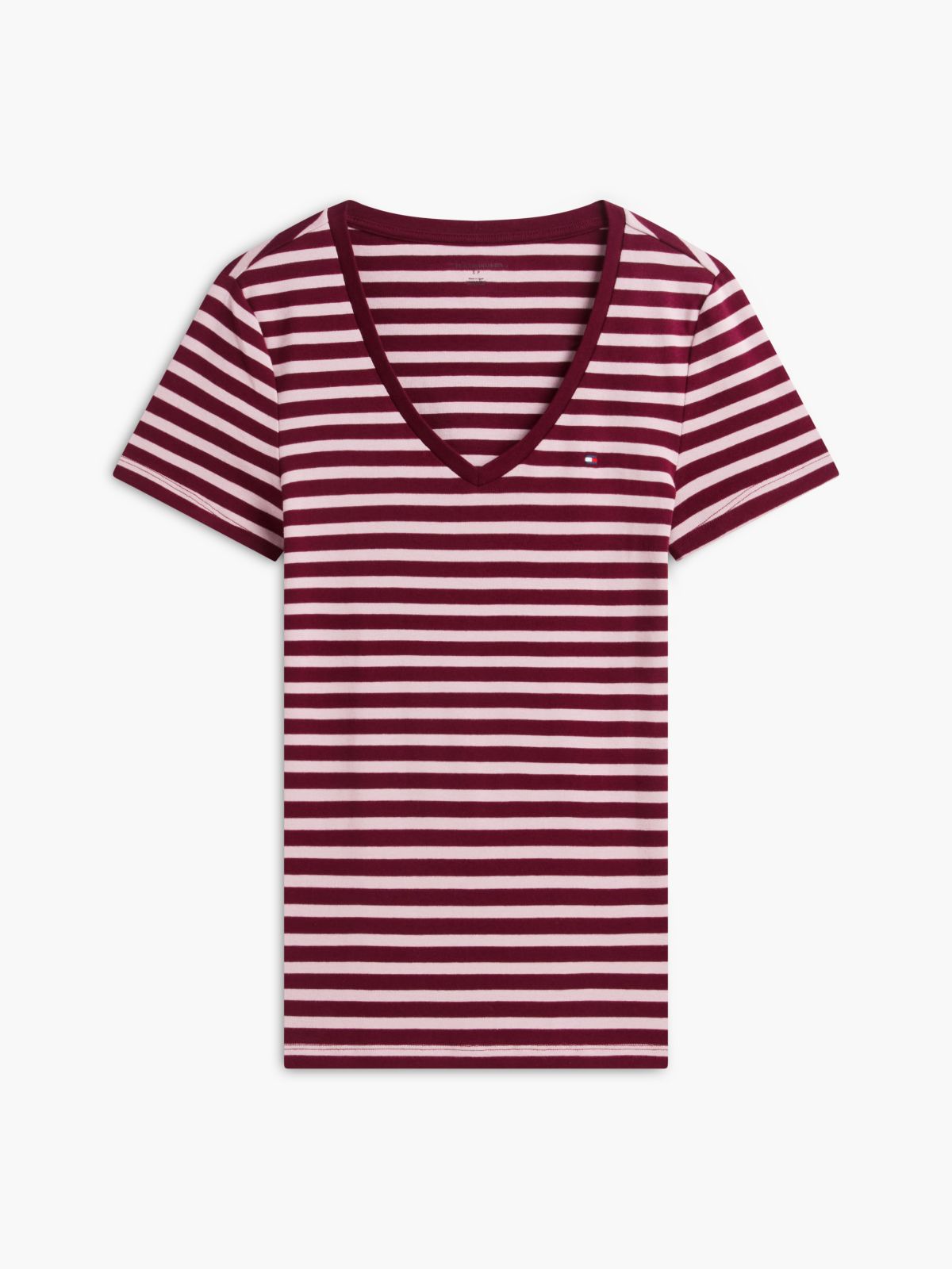V-Neck Striped Favorite T-Shirt — Burgundy Combo